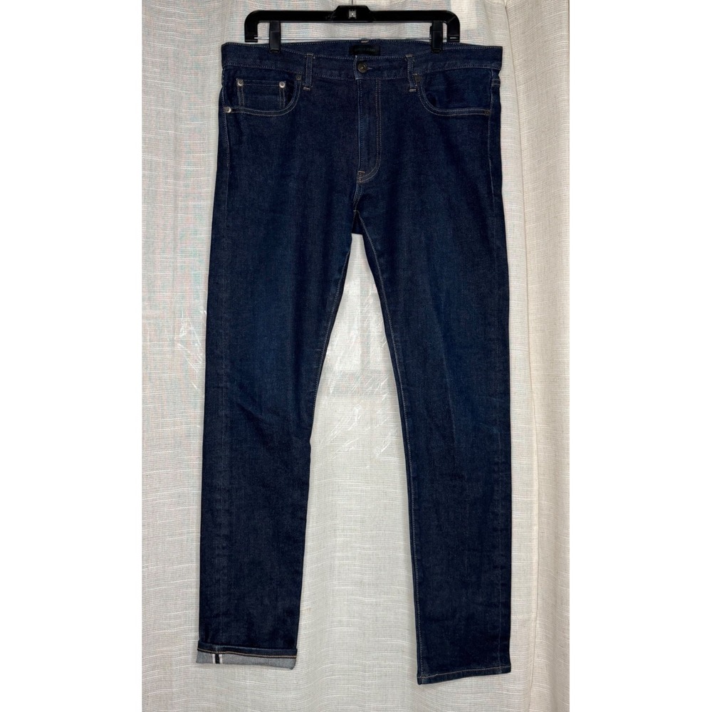 Uniqlo Selvedge Kaihara Denim Jeans Slim Straight‎ Dark Indigo Men's Size 35x34